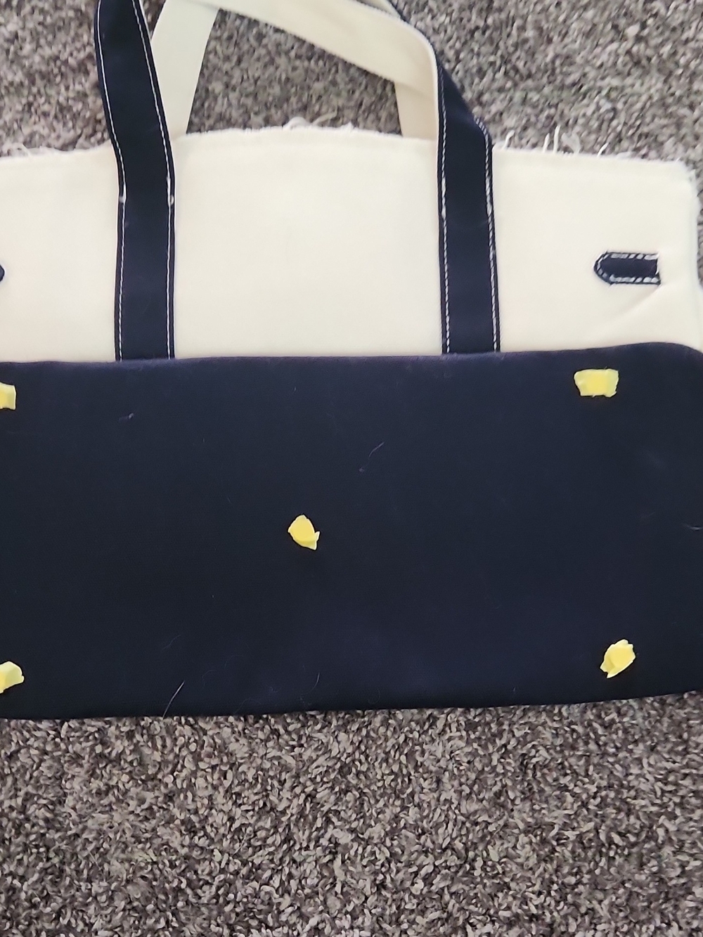 "Boatkin" Cream and Black Contrast Canvas Tote Bag with Gold Hardware - Picture 2 of 3